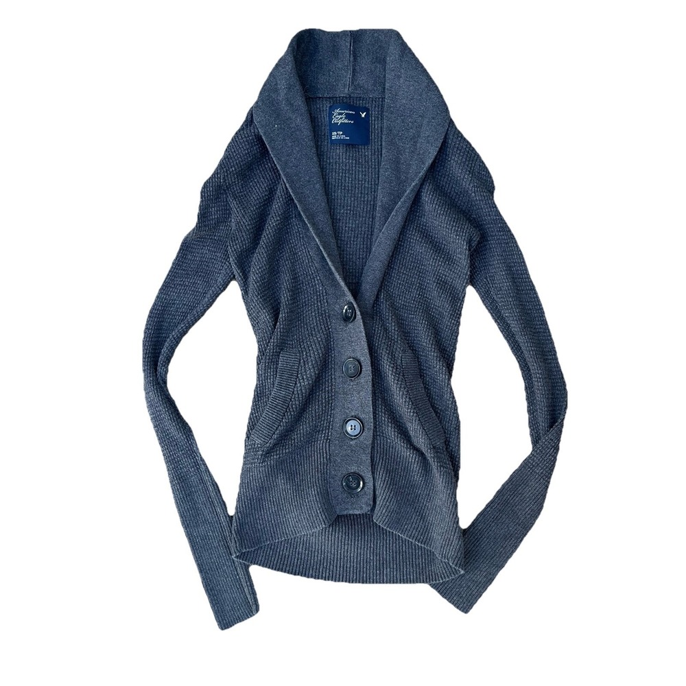 Y2K 2000s American Eagle Cardigan Long Sleeve XS Waffle Knit Sweater Bella Swan